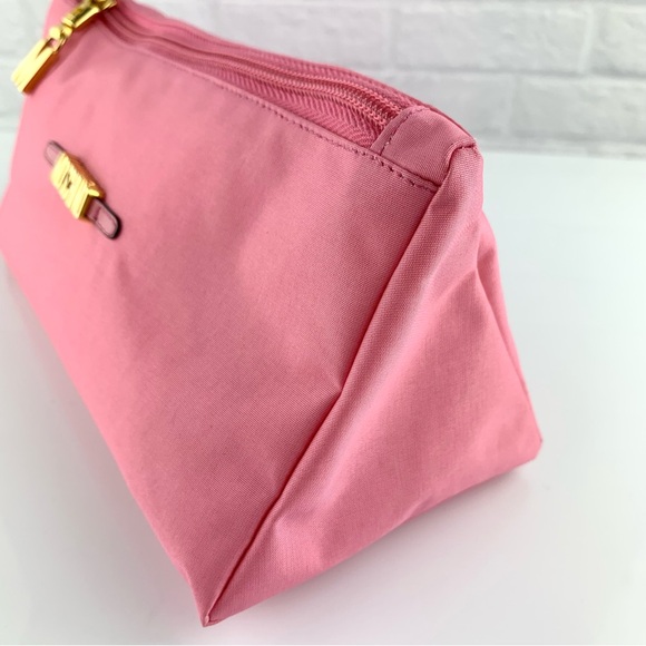 Vintage RARE Moschino Redwall Pink Nylon Zip Make Up Bag Cosmetic Pouch - Picture 5 of 12